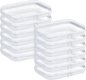 12 Pack Clear Hard Zipper Cases Transparent Hard Plastic Zipper Pouches Durable PVC Makeup Bags Cosmetic Snack Storage Organizer, Travel & Home Essentials (White, 10 x 8 x 2 Inch)