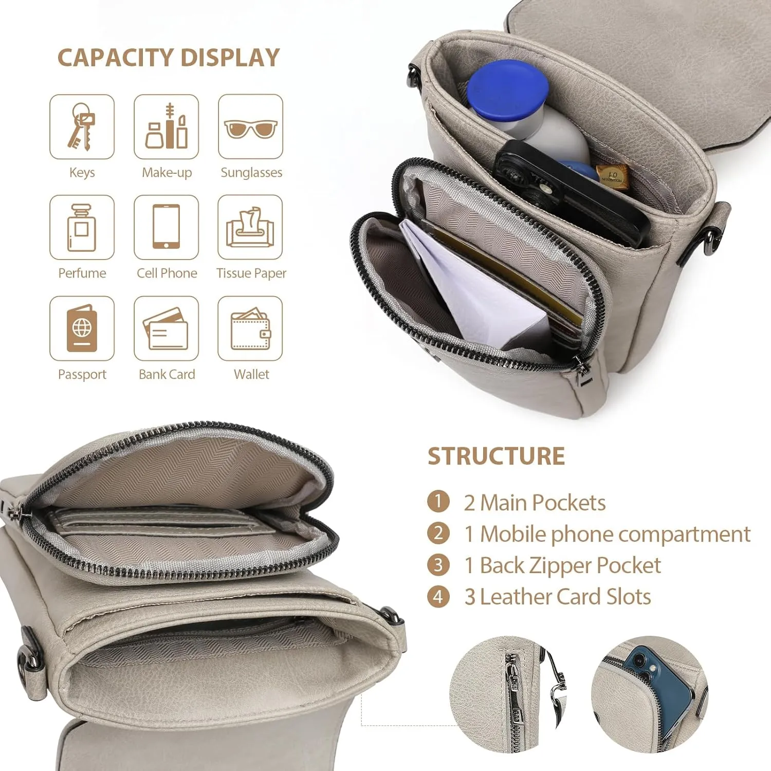 2024 Trendy Crossbody Phone Bag for Women,Mini Cell Phone Crossbody Purse Bags with Multi Pockets