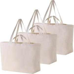 27 Inch Extra Large Canvas Shopping Bags Jumbo Heavy Duty Reusable Grocery Bags Bulk Blank Tote Bags with Double Handle