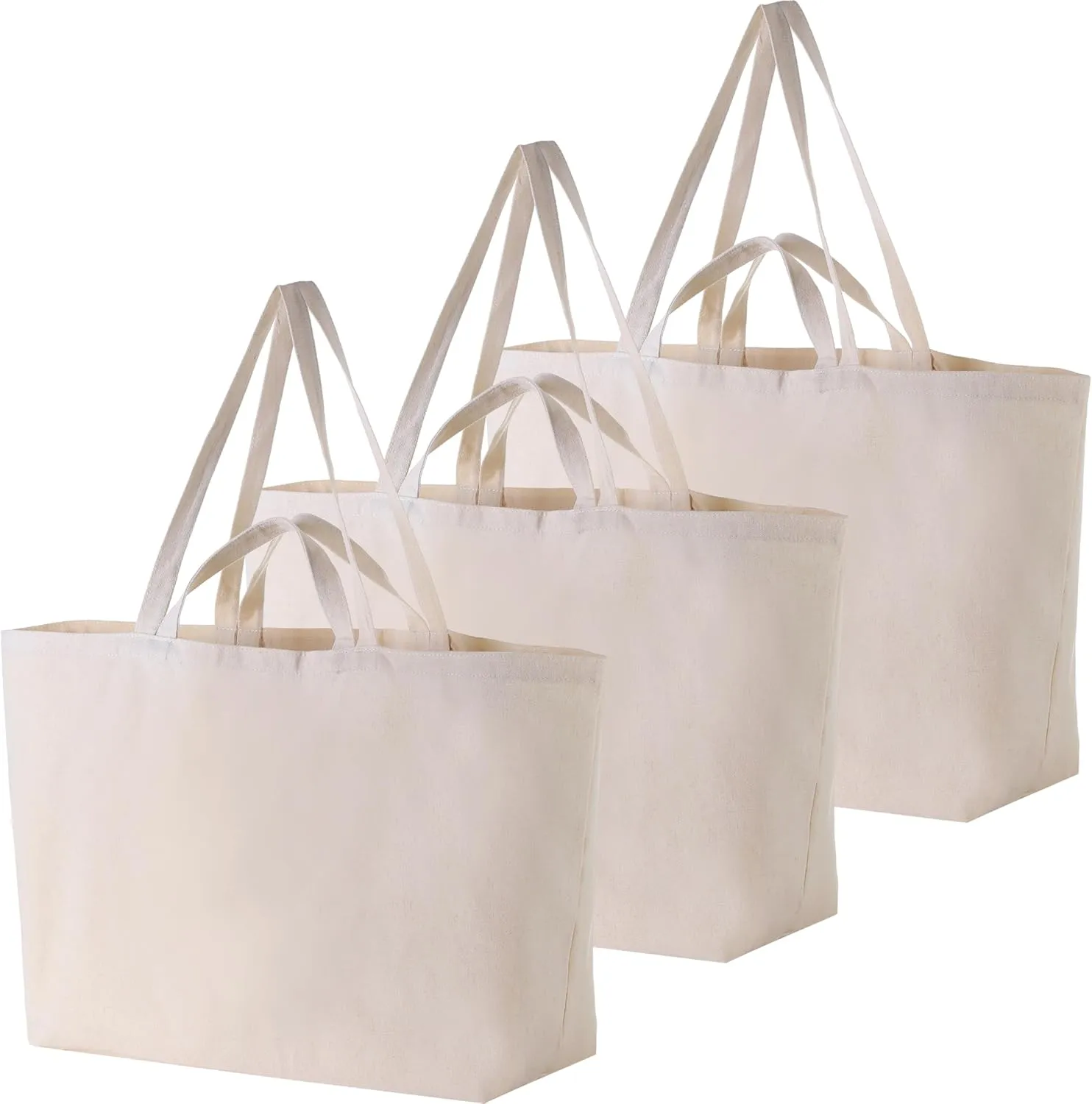 27 Inch Extra Large Canvas Shopping Bags Jumbo Heavy Duty Reusable Grocery Bags Bulk Blank Tote Bags with Double Handle