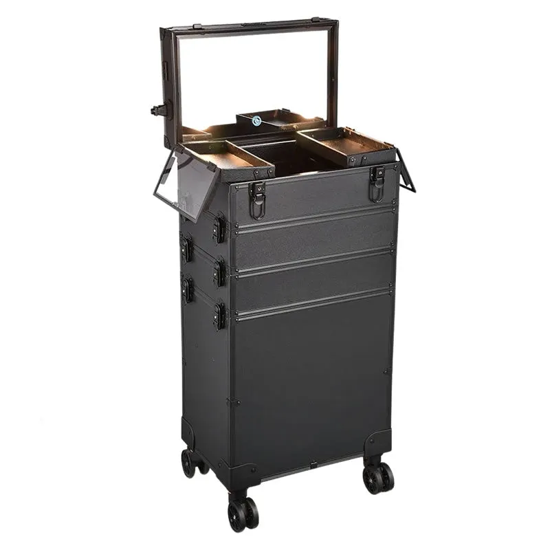 4-In-1Professional Aluminum Rolling Makeup Case With 4 Led Lights -Y216