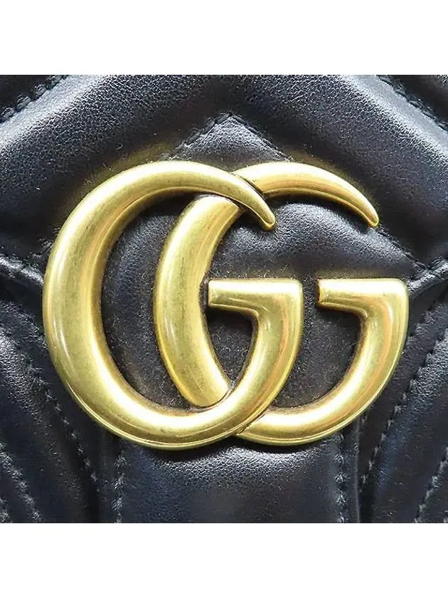 498079 Black leather GG Marmont Matelasse clutch bag