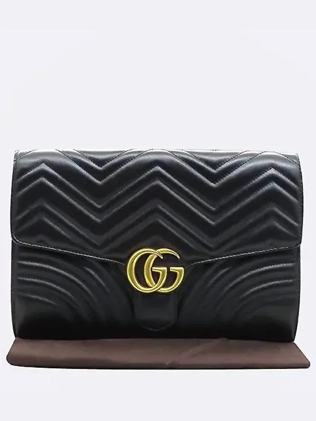 498079 Black leather GG Marmont Matelasse clutch bag