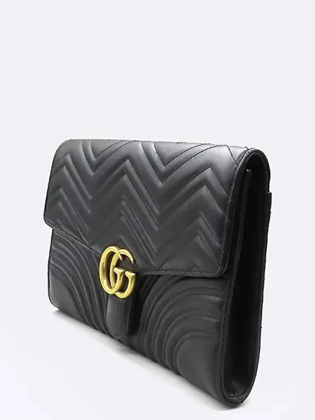 498079 Black leather GG Marmont Matelasse clutch bag