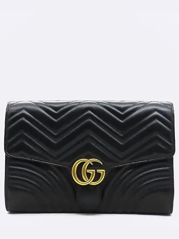 498079 Black leather GG Marmont Matelasse clutch bag