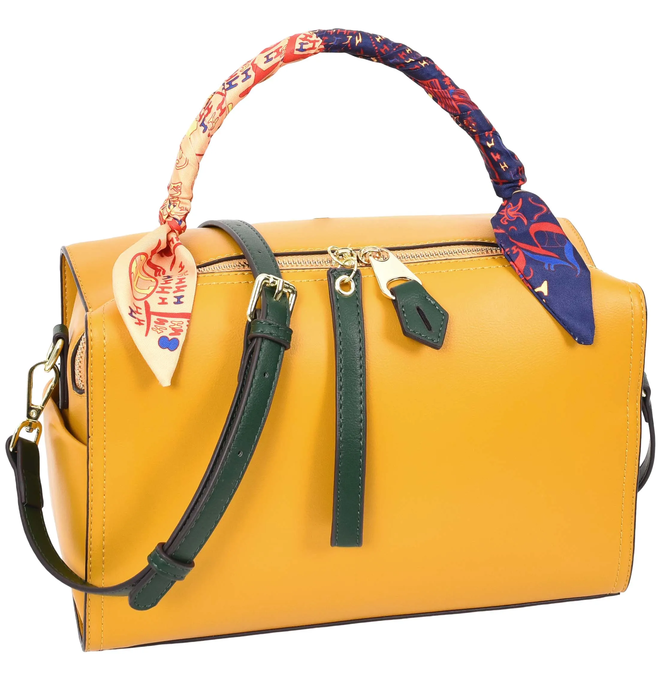 Aaliyah Women's  Faux Leather Barrel-Shaped Shoulder Handbag Yellow