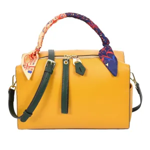Aaliyah Women's  Faux Leather Barrel-Shaped Shoulder Handbag Yellow