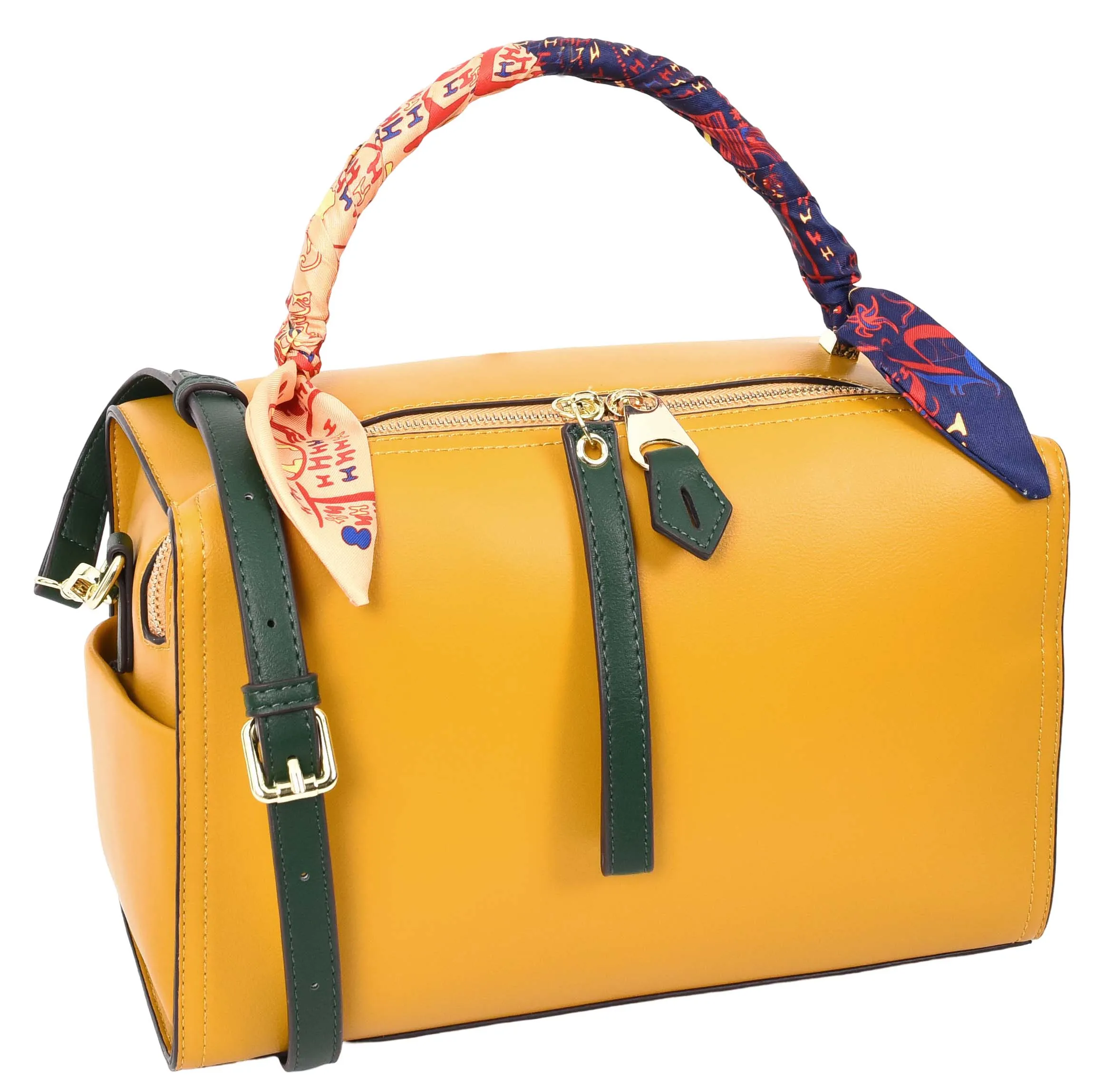 Aaliyah Women's  Faux Leather Barrel-Shaped Shoulder Handbag Yellow