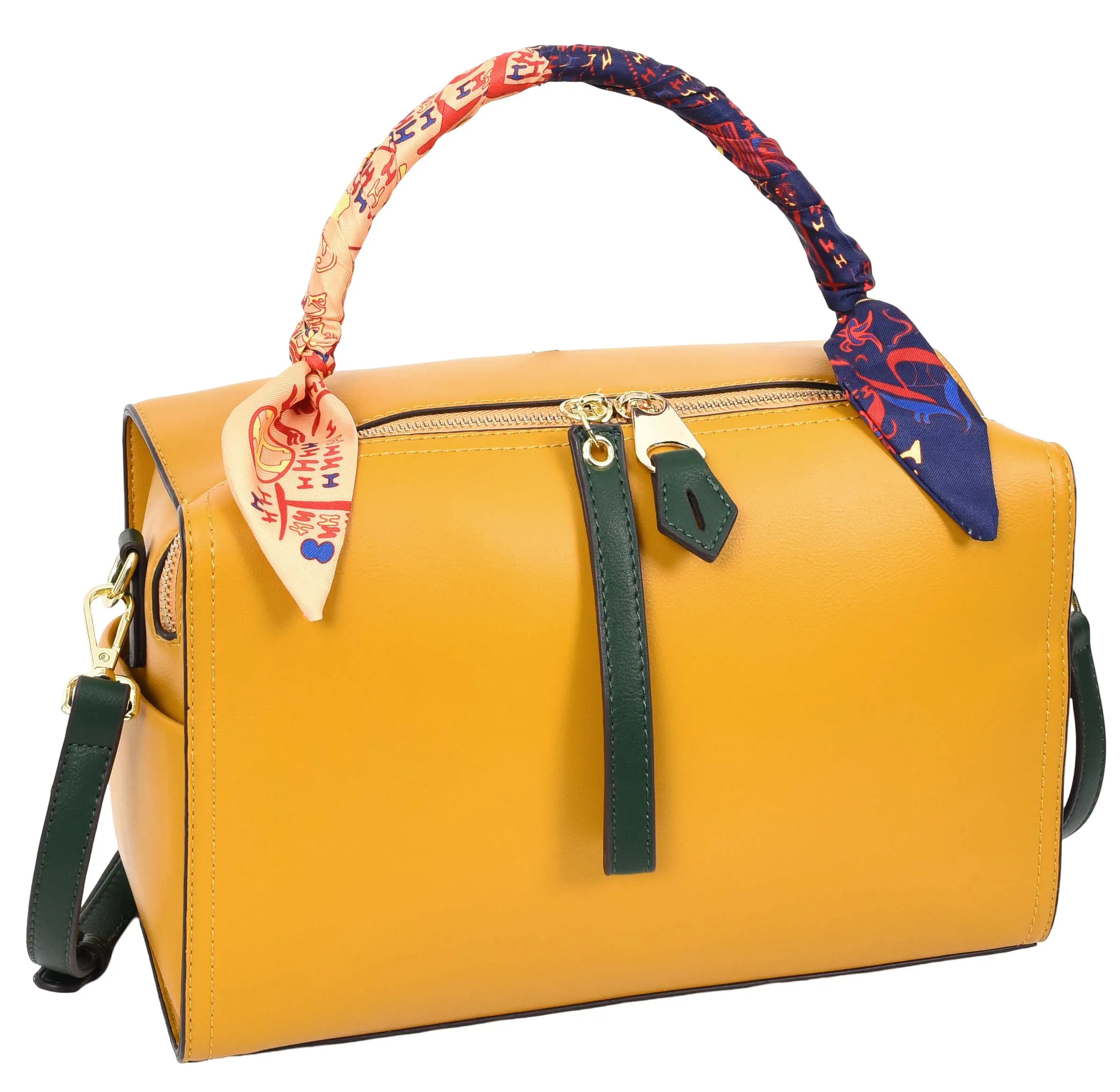Aaliyah Women's  Faux Leather Barrel-Shaped Shoulder Handbag Yellow