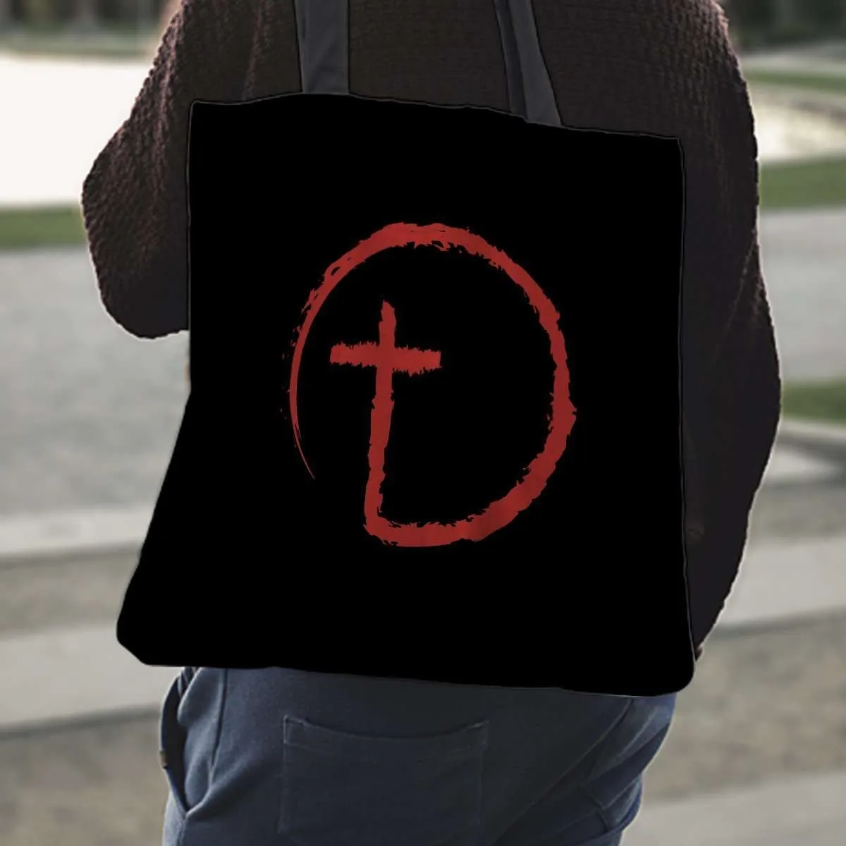 Abstract Cross Circle Fabric Totebag Reusable Shopping Tote