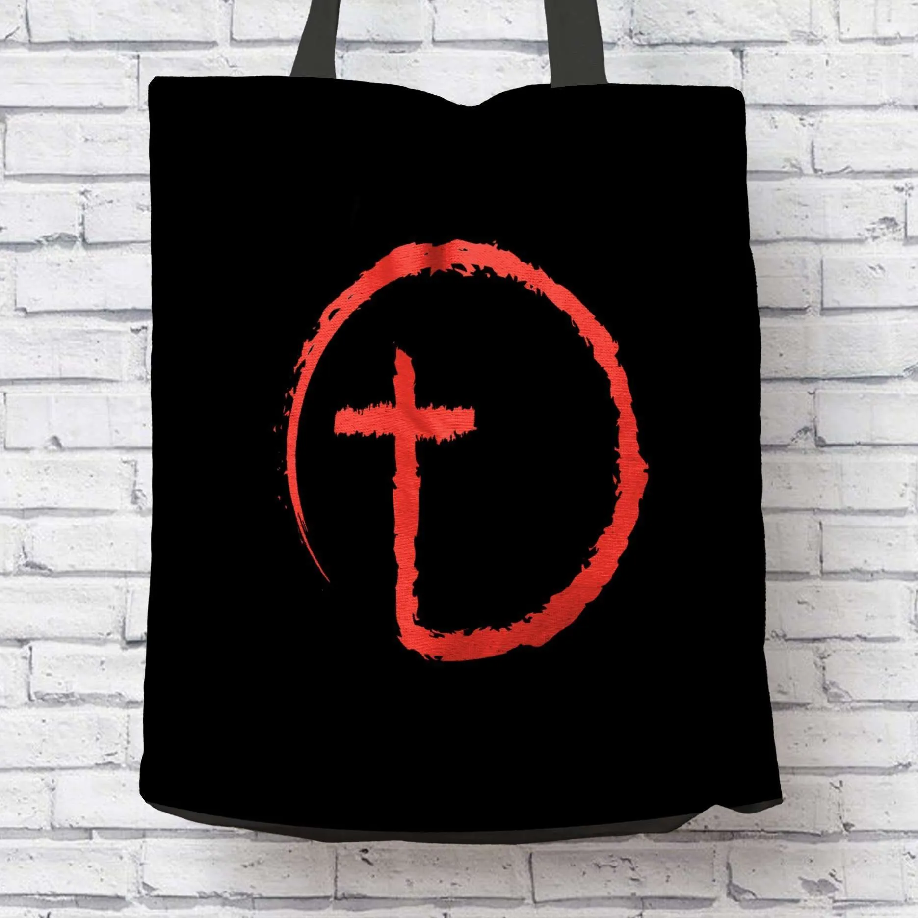 Abstract Cross Circle Fabric Totebag Reusable Shopping Tote