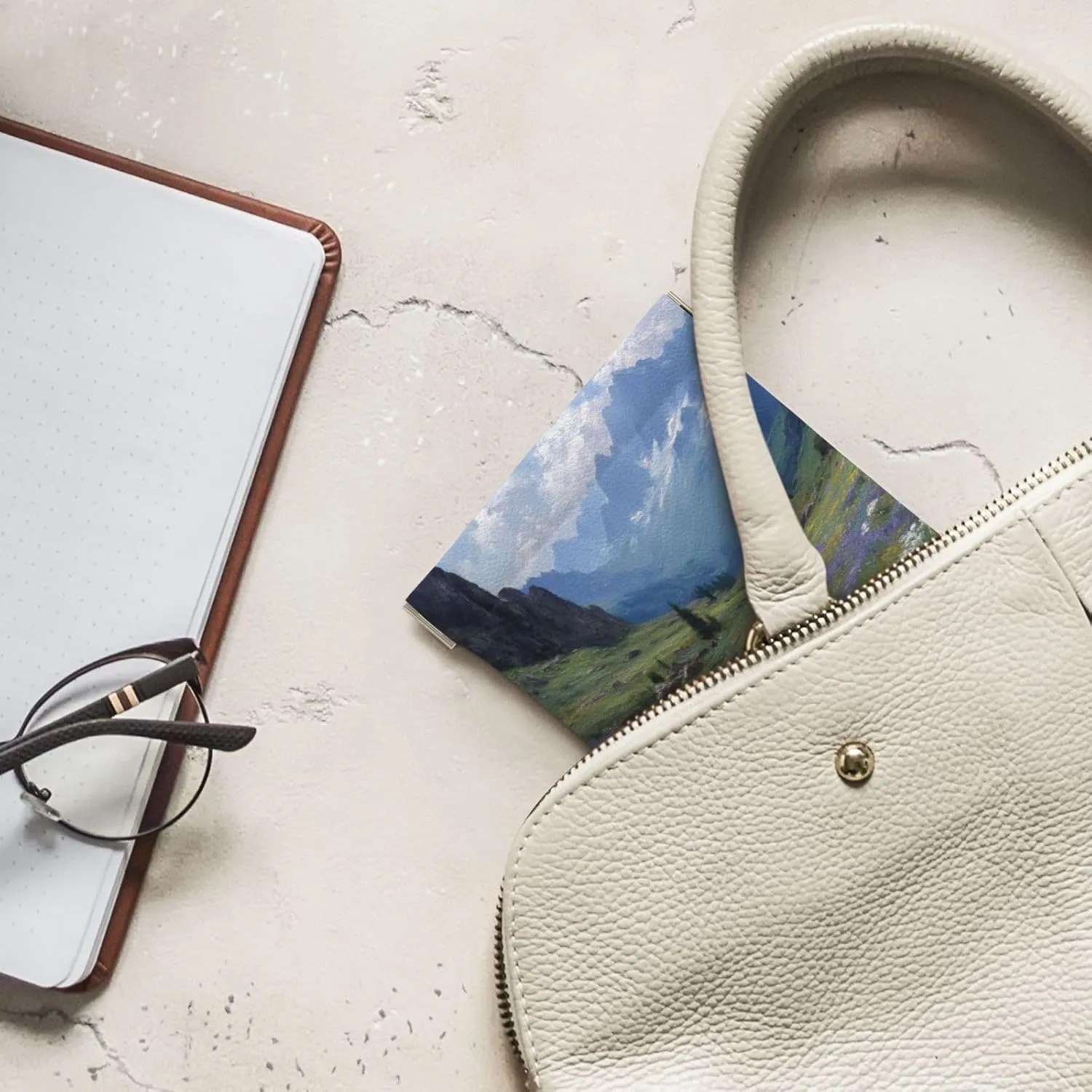 Alpine meadow print Leather coin purse,No Zipper Cosmetics Small Makeup Bag Animal pattern shrapnel Pouch Purse,mini Travel Portable Organizer for women,men,girl
