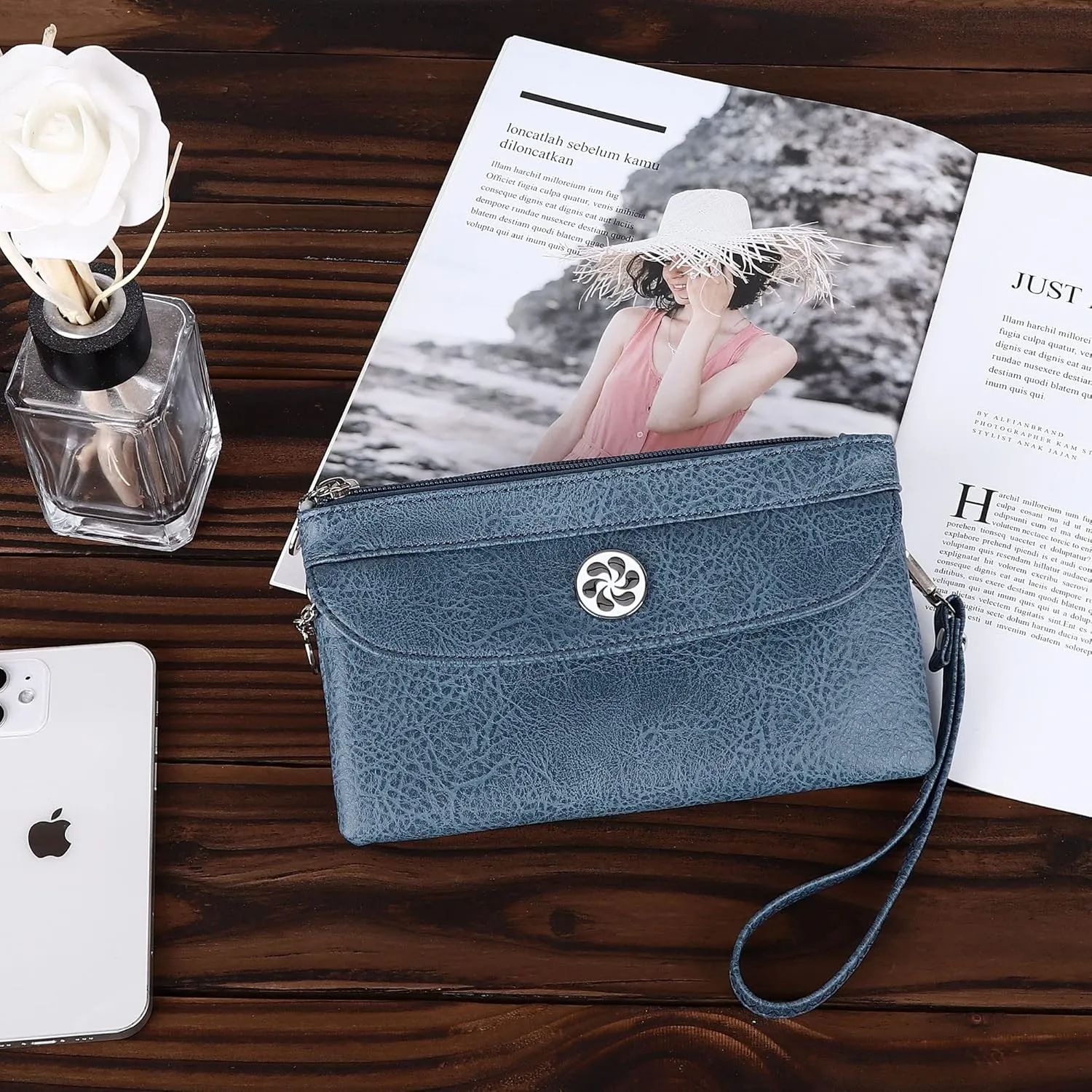 Angel Kiss Crossbody Bags Small Purses for Women Vegan Leather Cell Phone Wallet Purse with Wristlet Strap