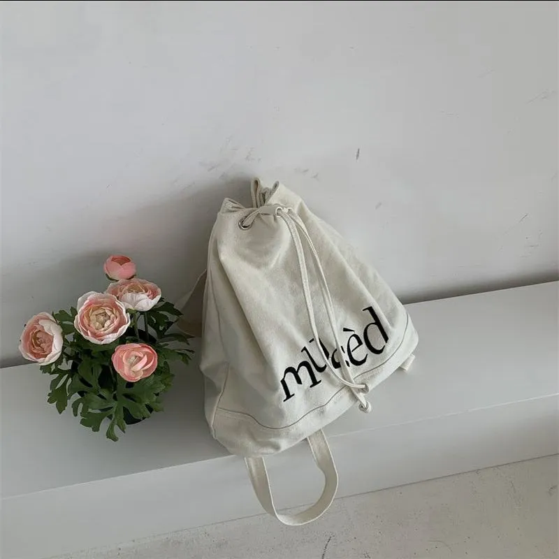 Backpack Embroidered Women's Backpacks Canvas Drawstring School Bags for Teenagers Casual Backpacks for Female Big Capacity