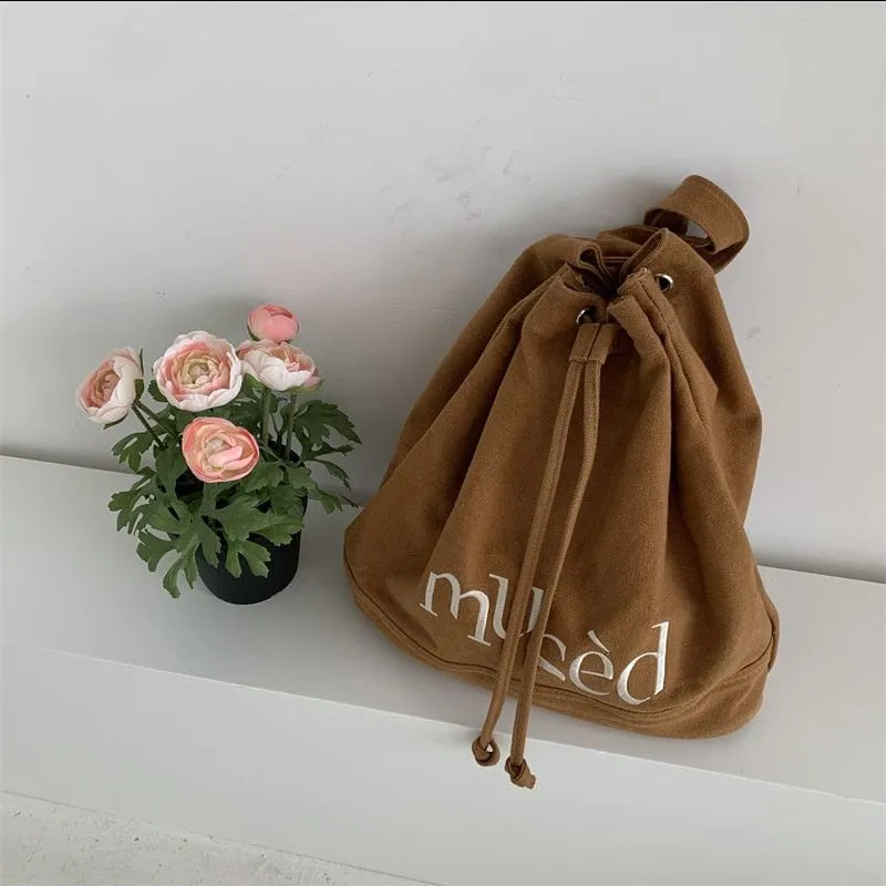 Backpack Embroidered Women's Backpacks Canvas Drawstring School Bags for Teenagers Casual Backpacks for Female Big Capacity