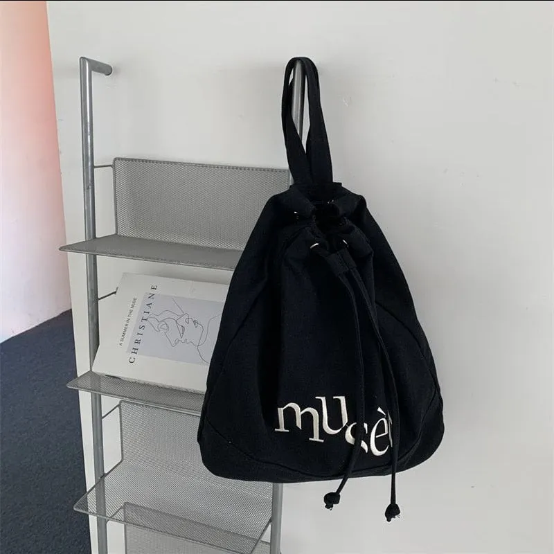Backpack Embroidered Women's Backpacks Canvas Drawstring School Bags for Teenagers Casual Backpacks for Female Big Capacity
