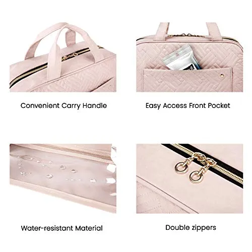 BAGSMART Toiletry Bag Travel Bag with hanging hook, Pink