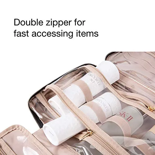 BAGSMART Toiletry Bag Travel Bag with hanging hook, Pink