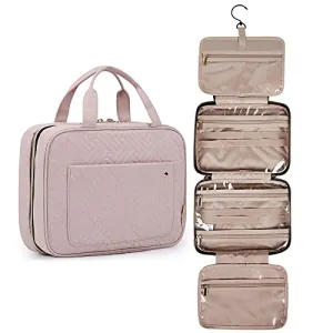 BAGSMART Toiletry Bag Travel Bag with hanging hook, Pink
