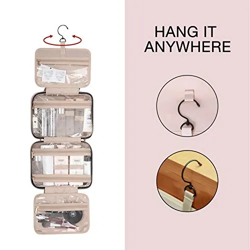 BAGSMART Toiletry Bag Travel Bag with hanging hook, Pink