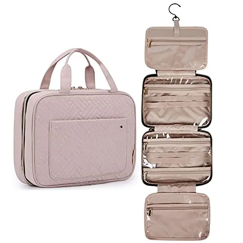 BAGSMART Toiletry Bag Travel Bag with hanging hook, Pink