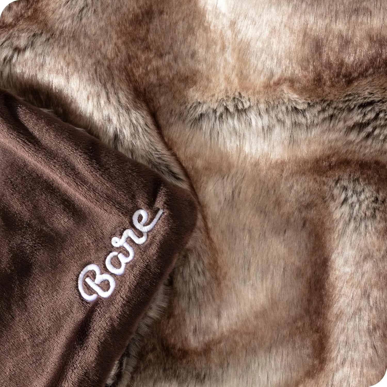 Bare Home Faux Fur Blanket - Ultra-Soft Luxurious - Cozy Warm Blanket for Couch, Sofa, Chair, Bed - Fuzzy Fluffy Super Soft - Decorative Bed Blanket, 60x47 inches (Throw, Variegated Mocha)