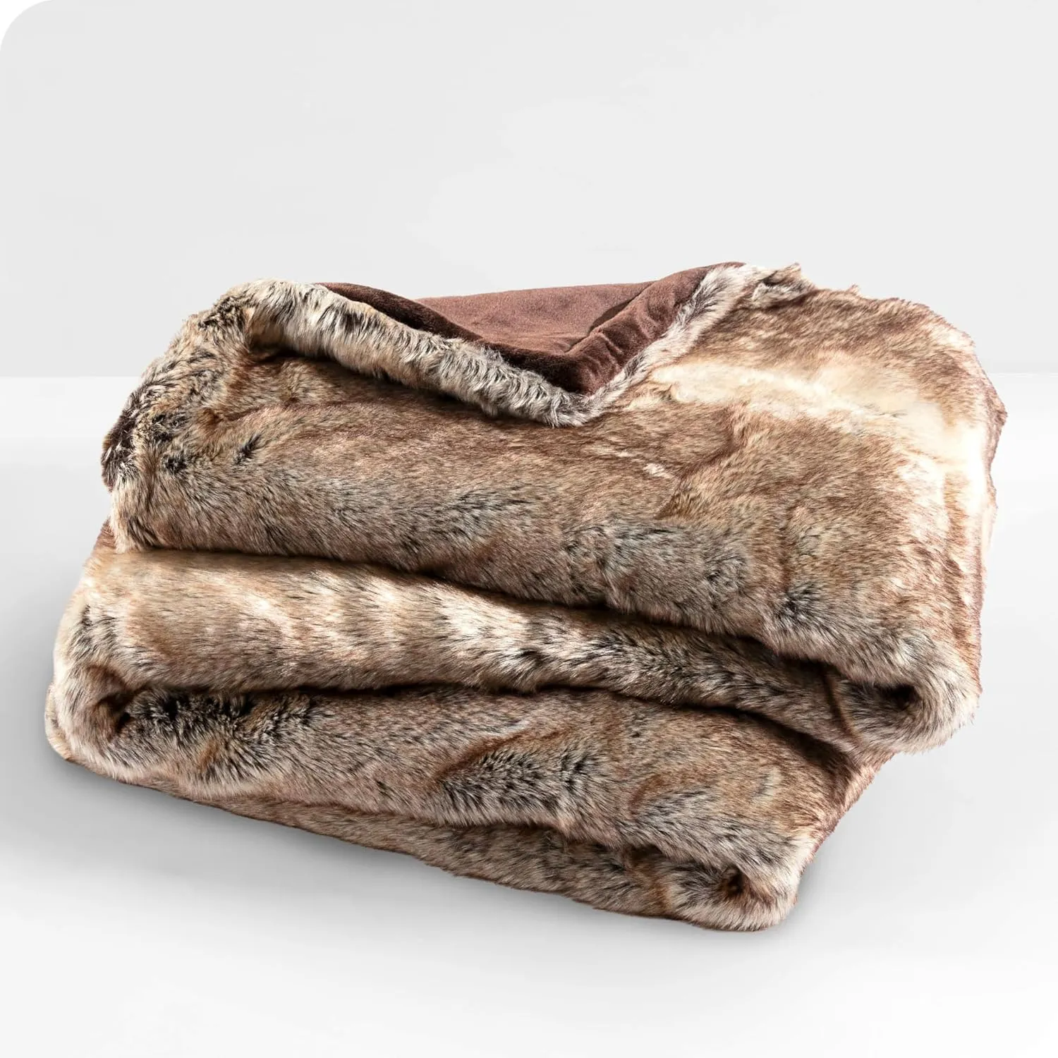 Bare Home Faux Fur Blanket - Ultra-Soft Luxurious - Cozy Warm Blanket for Couch, Sofa, Chair, Bed - Fuzzy Fluffy Super Soft - Decorative Bed Blanket, 60x47 inches (Throw, Variegated Mocha)