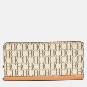 Beige/Tan Signature Coated Canvas and Leather Wallet