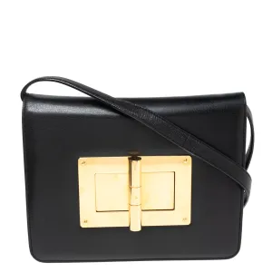 Black Leather Large Natalia Shoulder Bag