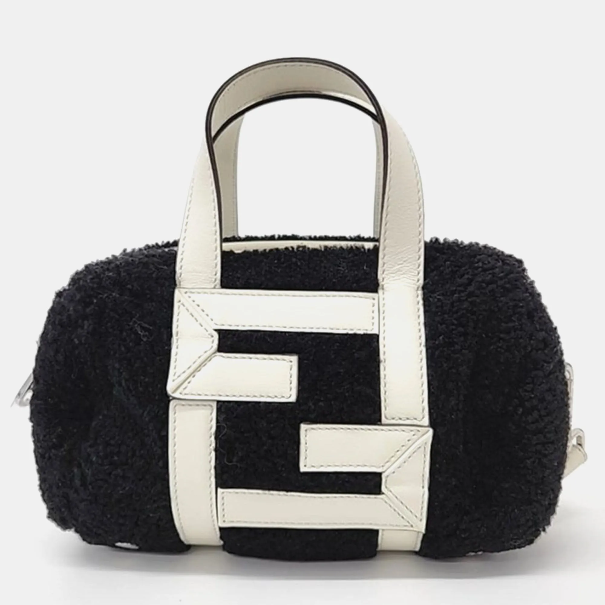 Black Leather Shearling Tote Bag
