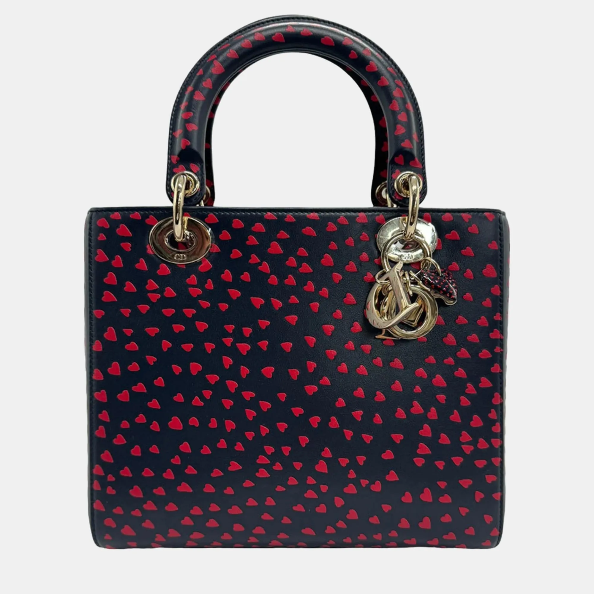 Black/Red Leather Medium I Love Paris Lady Tote Bag