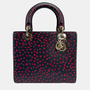 Black/Red Leather Medium I Love Paris Lady Tote Bag