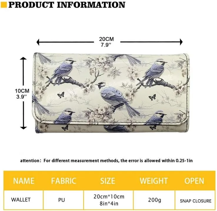 Blue Zebra Leopard Women's Clutch Organizer Novelty Animal Skin Printed Trifold Card Holder Tall Billfold Zebra Cash Wallet With ID Window Holiday Gifts for Women