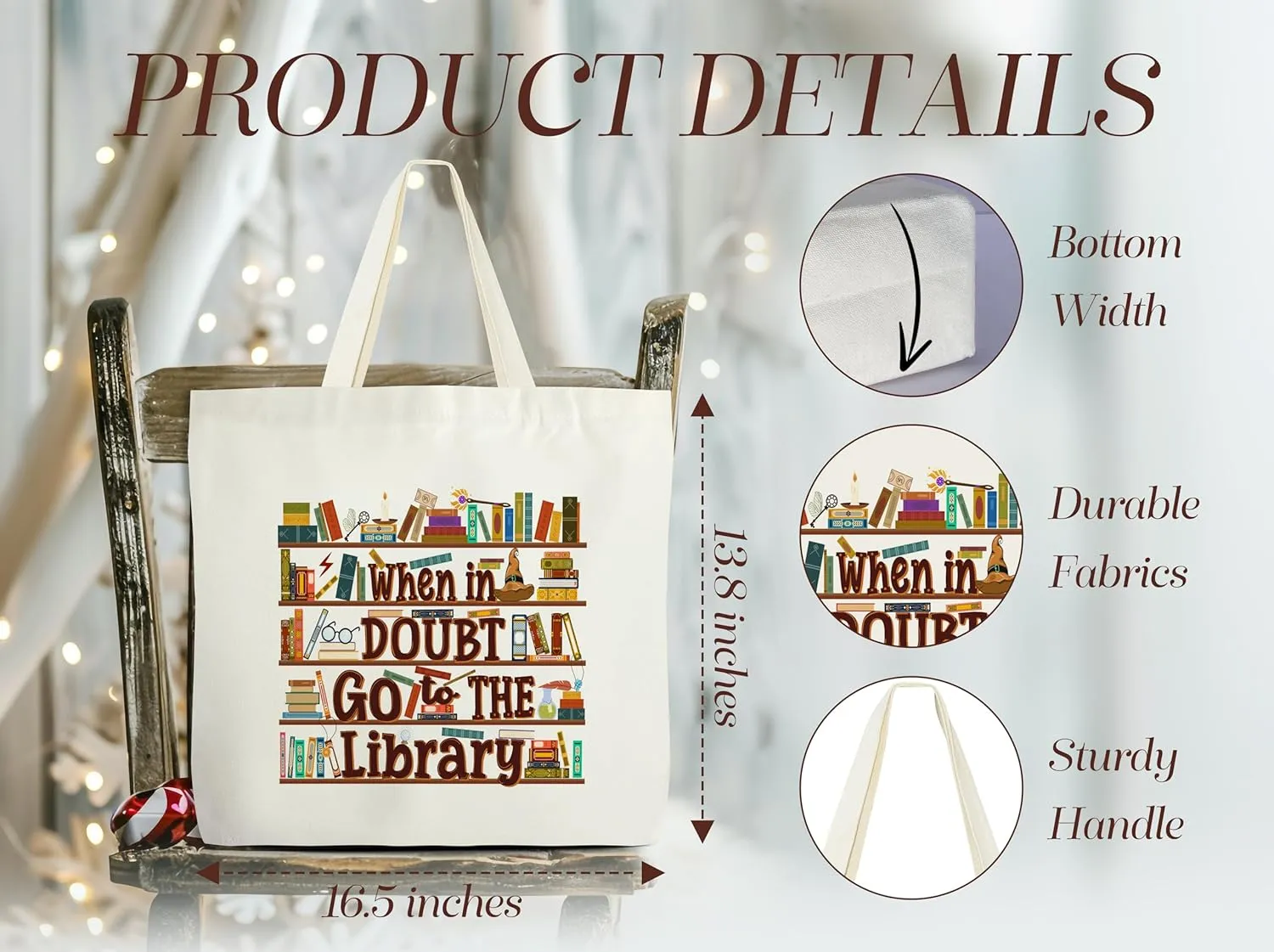 Book Tote Bag - Bookish Canvas Tote Bags - Book Lover Shoulder Bag