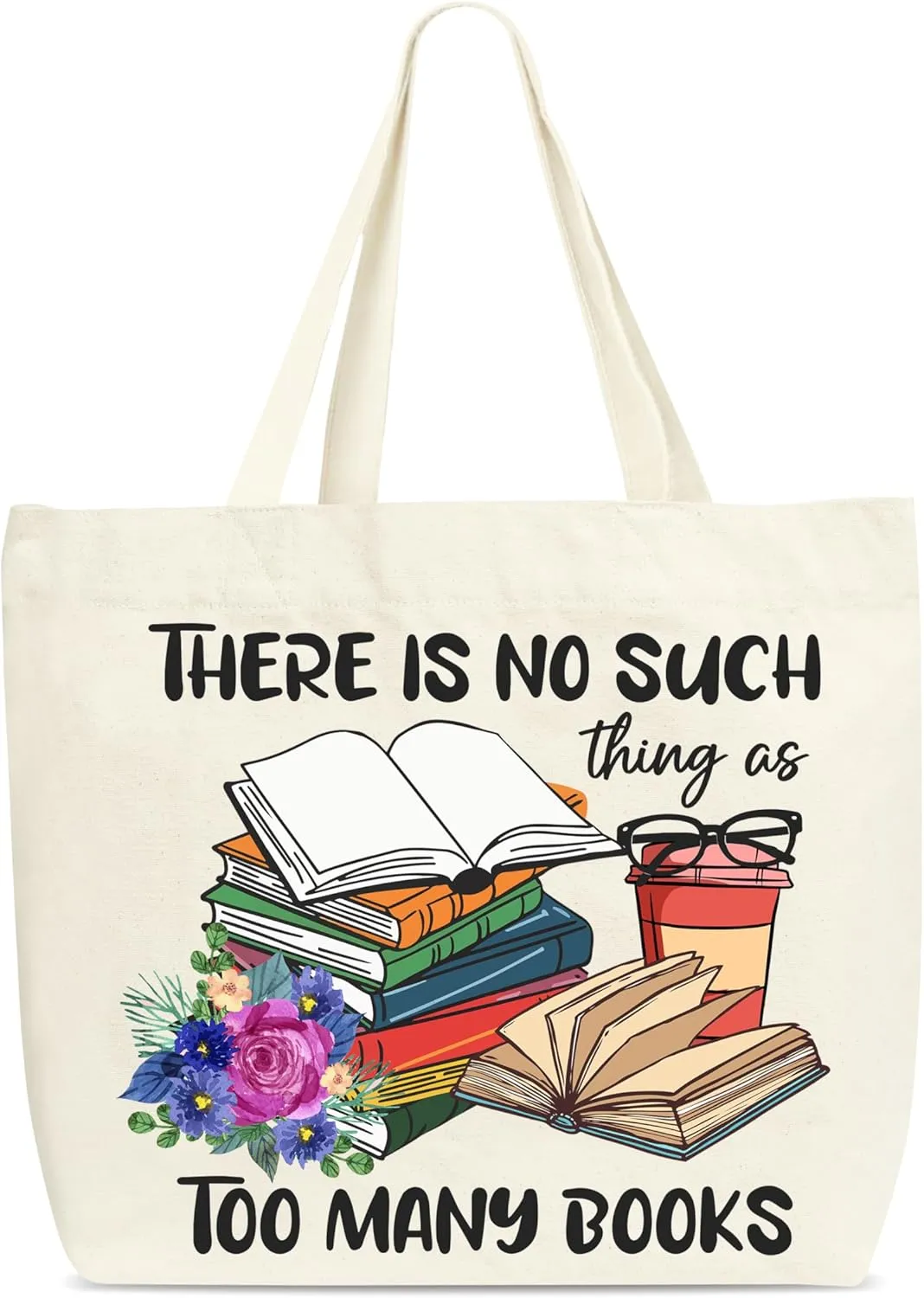 Books Tote Bags,There Is No Such Thing As Too Many Books Shopping Bag For Women, Bookish Gifts For Friends Colleagues Book Lovers Read Lovers, Shoulder Bag For Work Library Read Room -A05