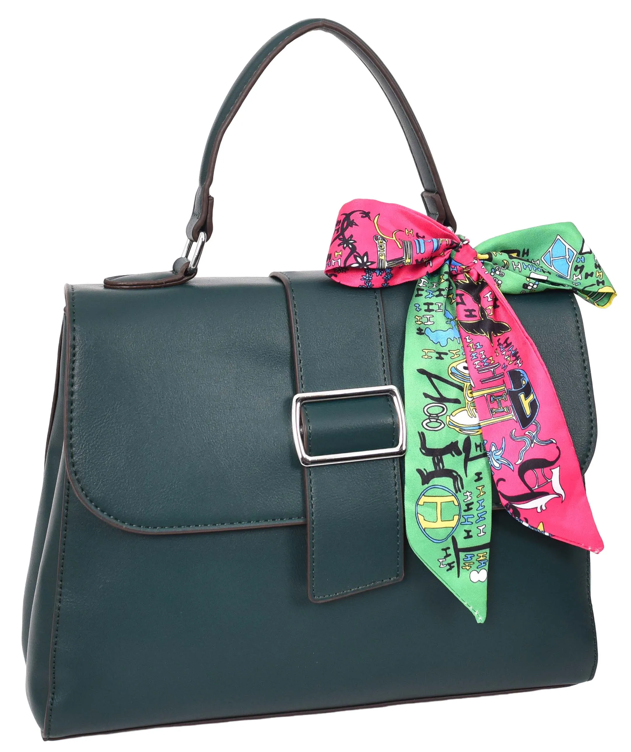 Brielle Women's Faux Leather Classic Satchel Style Handbag Green