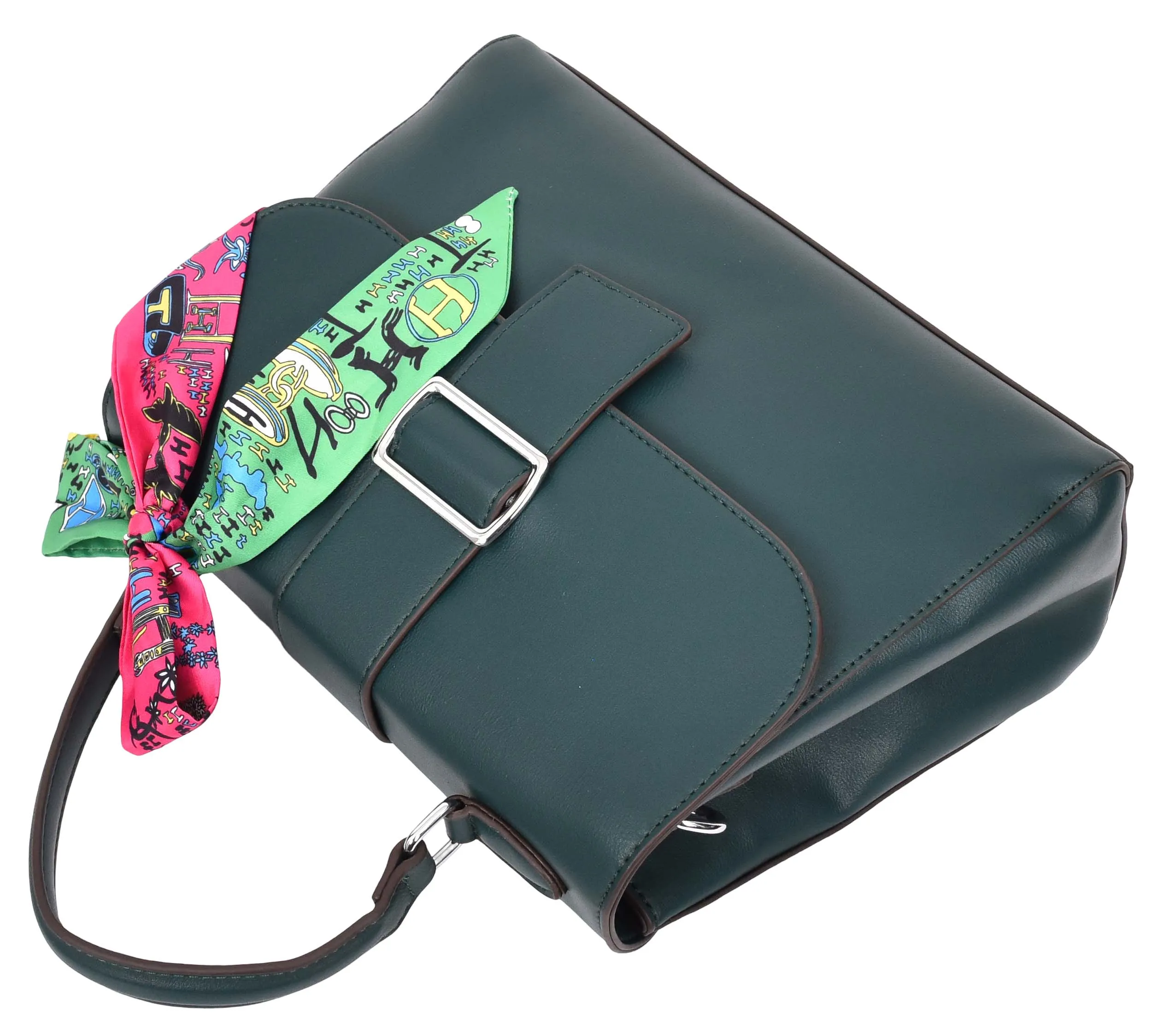 Brielle Women's Faux Leather Classic Satchel Style Handbag Green