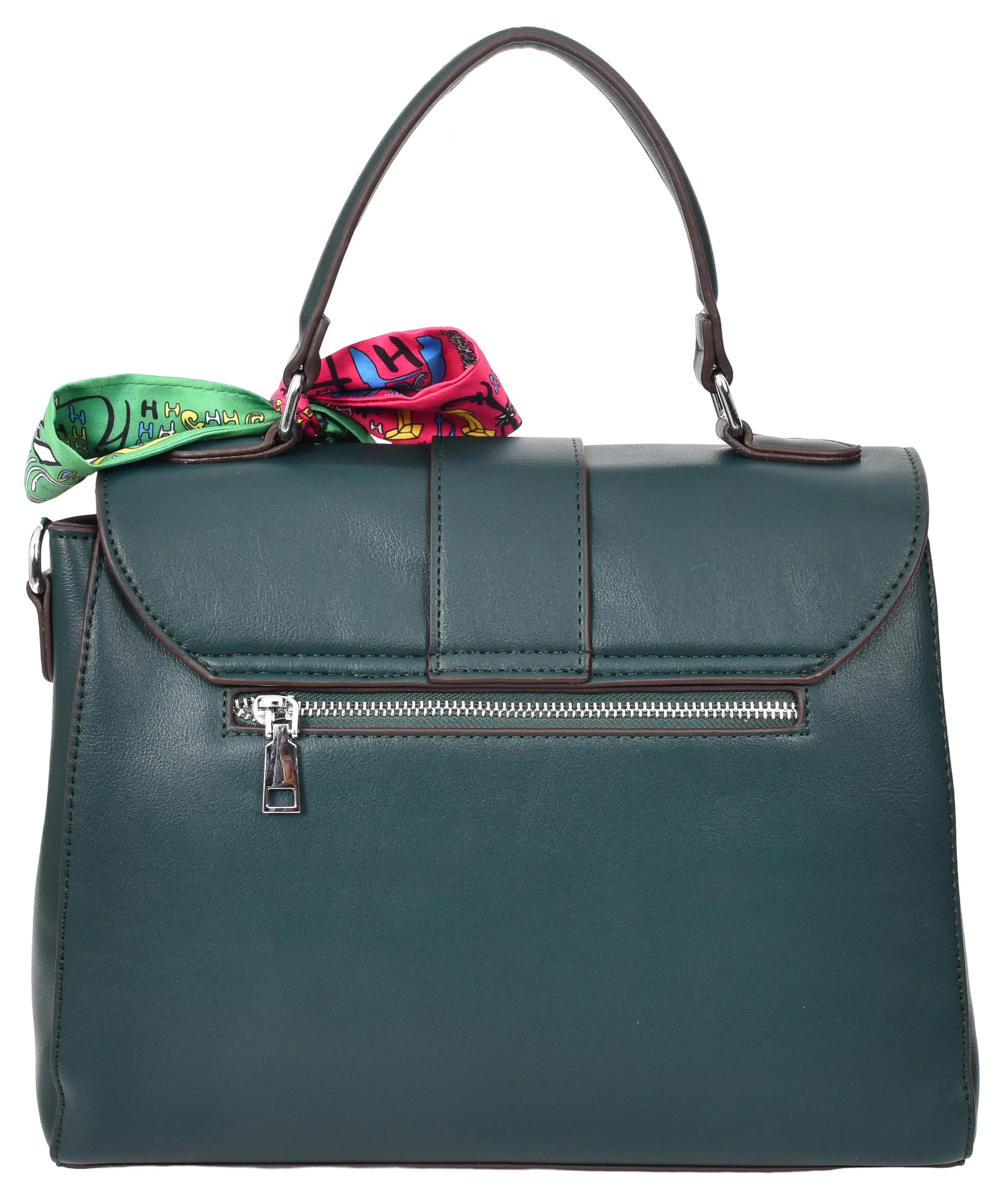 Brielle Women's Faux Leather Classic Satchel Style Handbag Green