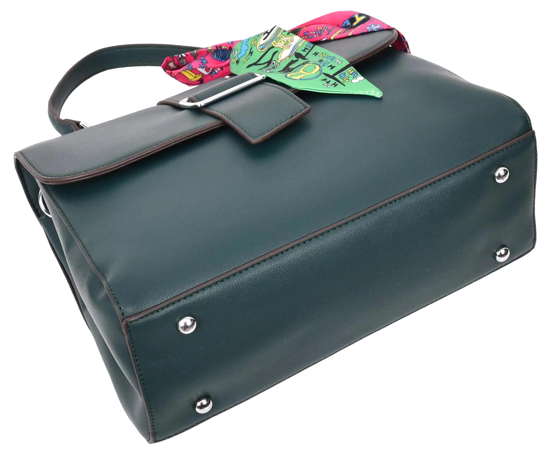 Brielle Women's Faux Leather Classic Satchel Style Handbag Green