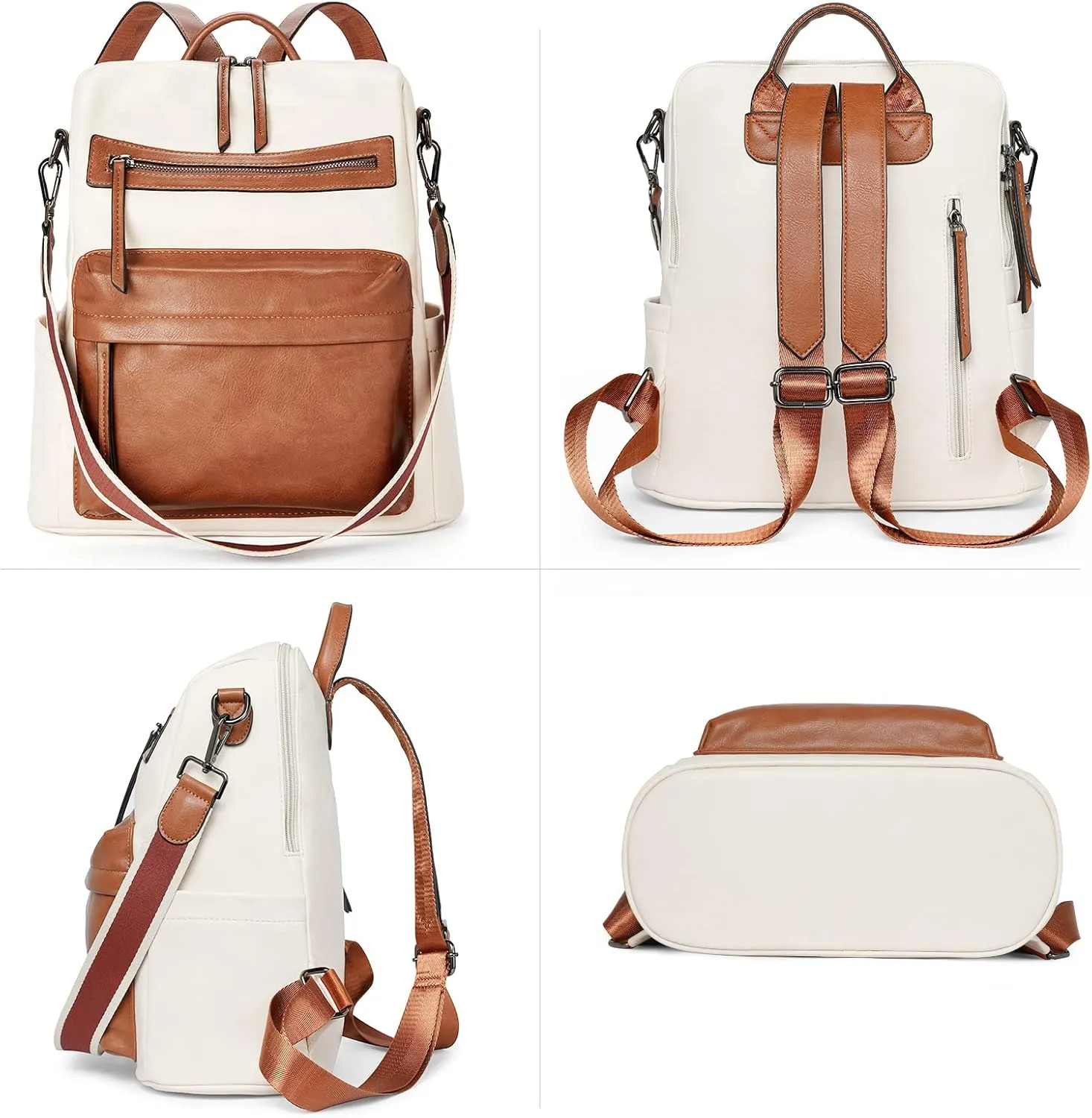 BROMEN Backpack Purse for Women Fashion Leather Designer Travel Large Ladies Shoulder Bags