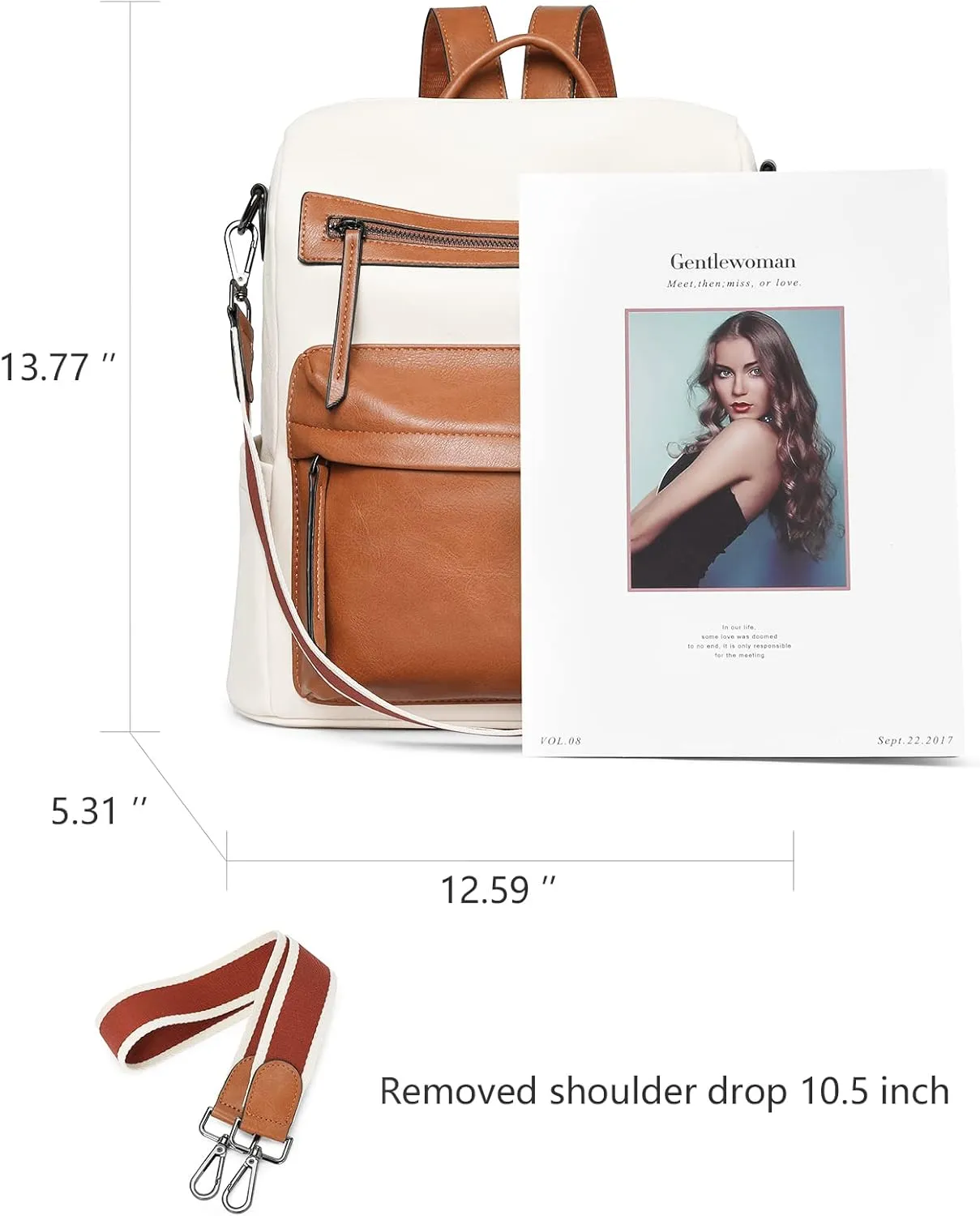 BROMEN Backpack Purse for Women Fashion Leather Designer Travel Large Ladies Shoulder Bags