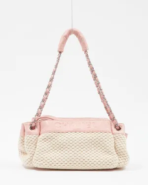 Chanel Cream Knit and Pink Lax Accordion Shoulder Bag