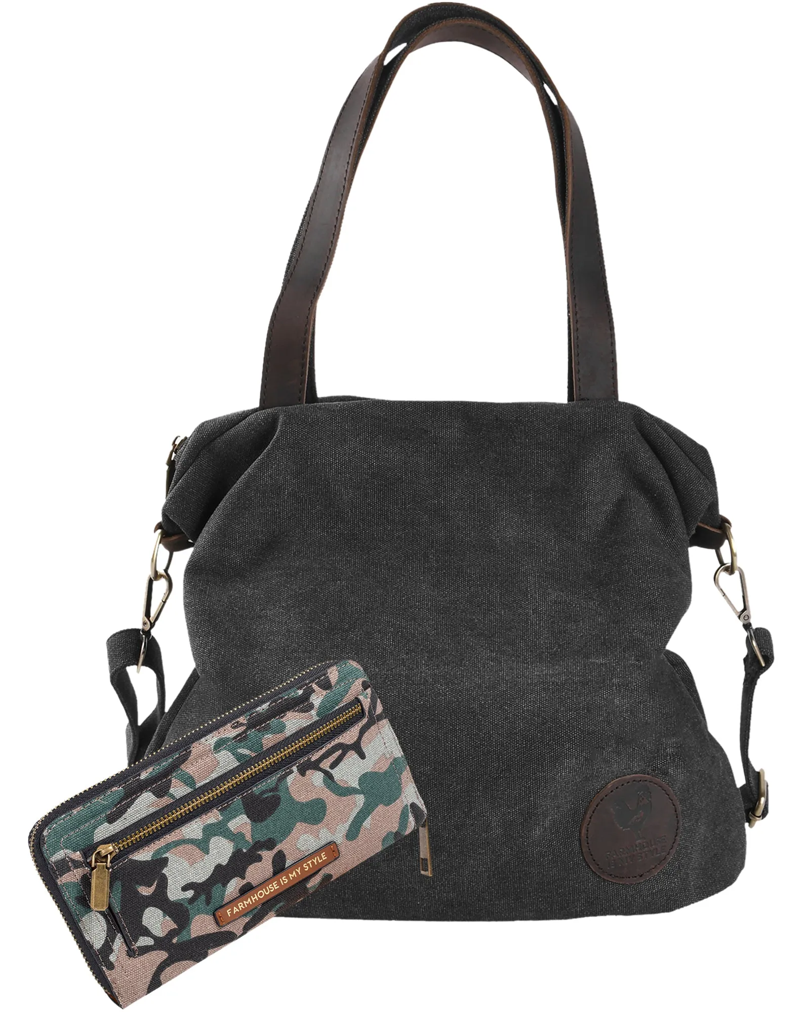 Charcoal Crossbody Camo Chic Bag and Wallet Bundle