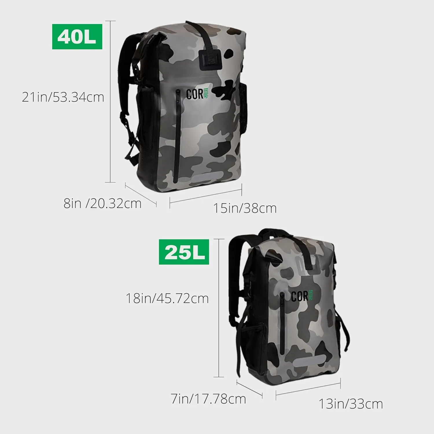 COR Surf 100% Waterproof Heavy Duty Backpack And Dry Backpack For Swimming, Boating Or Kayaking, Roll-top Design With Sonically Welded Seams And Padded Laptop Sleeve (40L, 21 x 15 x 8 Inches)