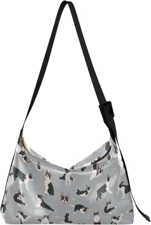 Crossbody Bag for Women Men Trendy Boston Terrier Pattern Leather Casual Hobo Shoulder Bags Purses with Adjustable Strap Yoga Dog Fashion Large Sling Handbag