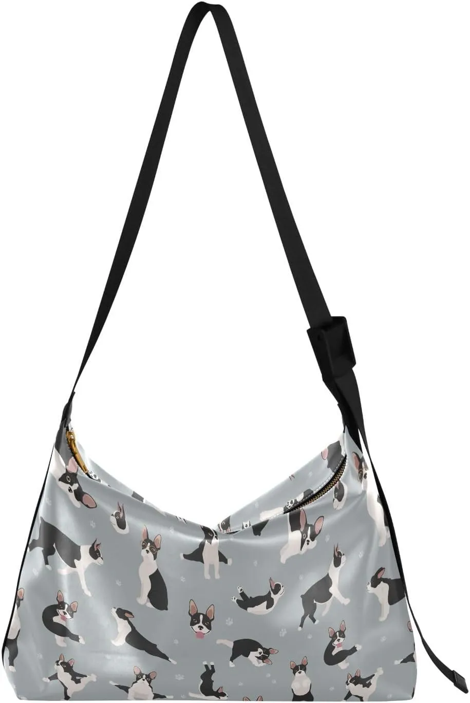 Crossbody Bag for Women Men Trendy Boston Terrier Pattern Leather Casual Hobo Shoulder Bags Purses with Adjustable Strap Yoga Dog Fashion Large Sling Handbag