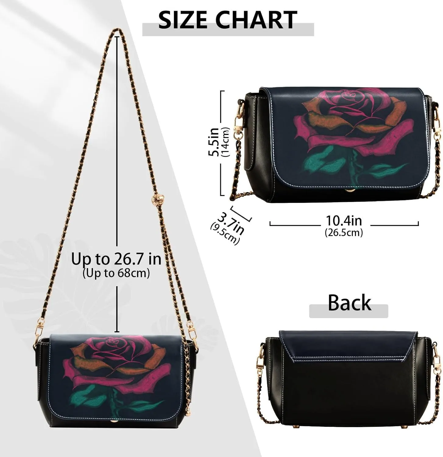 Crossbody Bags for Women Trendy Women's Black Shoulder Bag Small PU Leather Flap Cross Body Bag Handbags