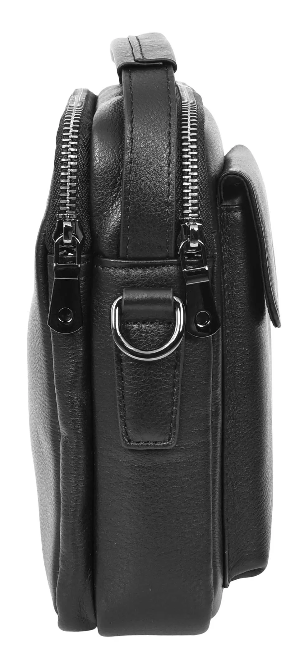 Crosso Men's Leather Cross-Body Organiser Flight Bag Black