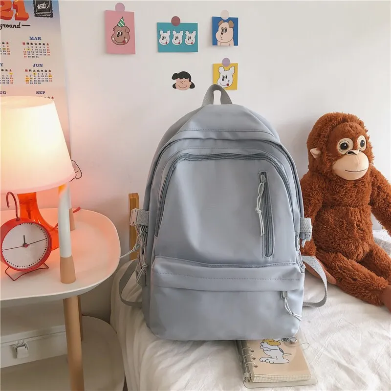 DCIMOR New Multi-pocket Waterproof Nylon Women Bakcpack Female Solid Color Travel Bag Teenage Girl Vertical Zipper Schoolbag