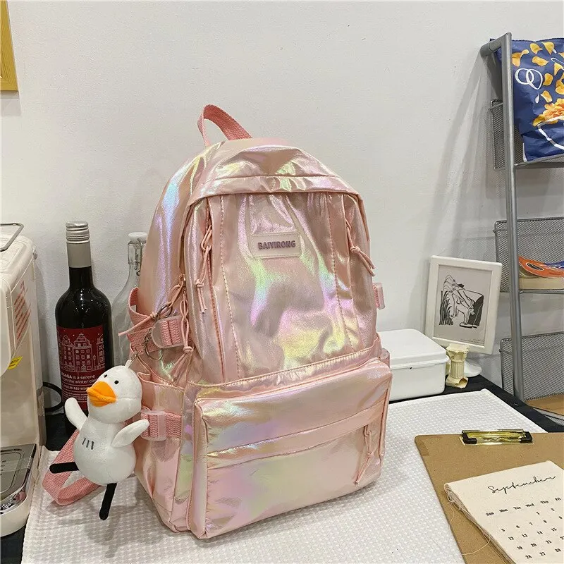 DCIMOR New Waterproof Coated Oxford Backpack Women Colorful Multi-pocket Book Bag College Girls Lovely Schoolbag Fashion Bagpack